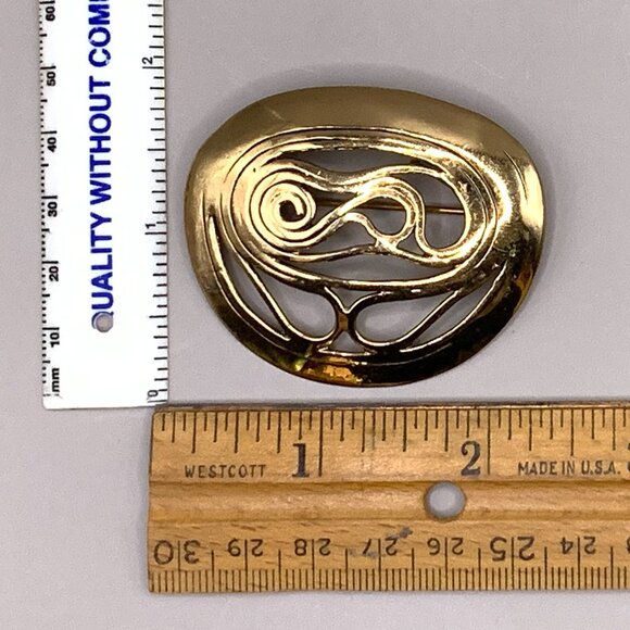 EH Eivind Hillestad K7 Bronze Norway Modernist Vtg C Clasp Brooch Pin J553 - Picture 6 of 6